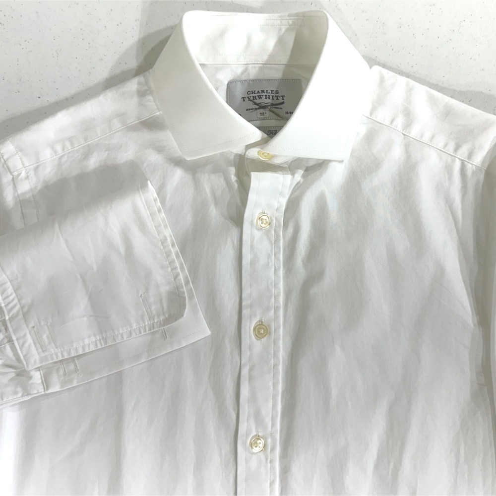 Charles Tyrwhitt Dress Shirt 15/33 White Slim Fit French Cuff Cotton Office